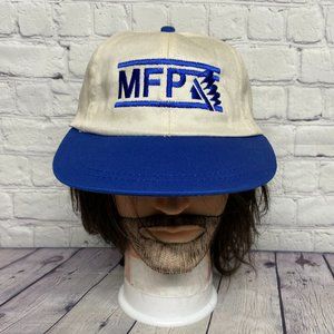 Vintage Hat Cap Strap Back Beige Blue MFP Mohawk Propane Embroidered Logo